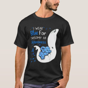 Ich trage Blau für Trisomie 18 Bewusstsein Elephan T-Shirt