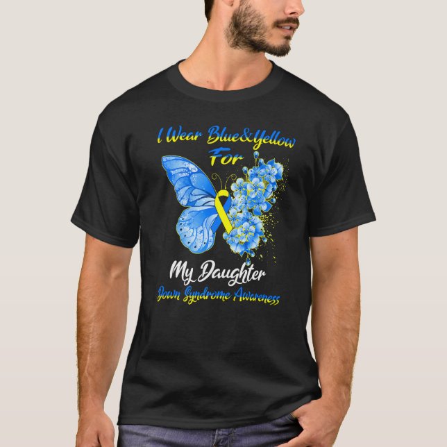 Ich trage Blau und Gelb für mein Dauern-Down-Syndr T-Shirt (Vorderseite)