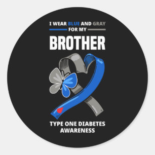 Ich trage Blau und Grau für meinen Bruder Typ 1 Di Runder Aufkleber
