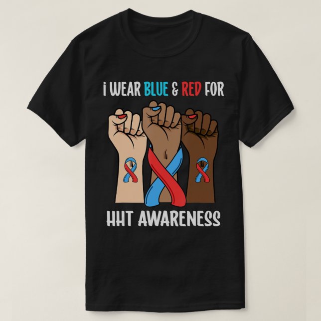 Ich trage Blau und Rot für den HHT Awareness T - S T-Shirt (Design vorne)