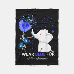 Ich trage Blau zur Autismusaufklärung - Elefant Au Fleecedecke