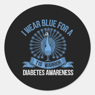 Ich trage blaue Erbse Diabetes-Bewusstsein Runder Aufkleber