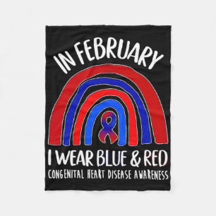 Ich trage blaue und rote Herzkrankheiten Aware Fleecedecke