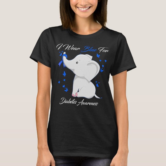 Ich trage Blauer für Diabetes-Sensibilisierungskrä T-Shirt (Vorderseite)