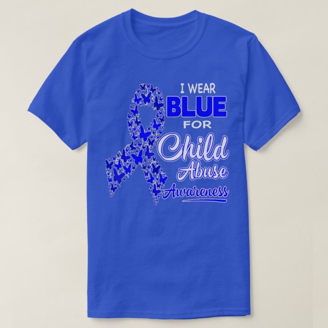 Ich trage Blauer für Kindesmissbrauch T-Shirt (Design vorne)
