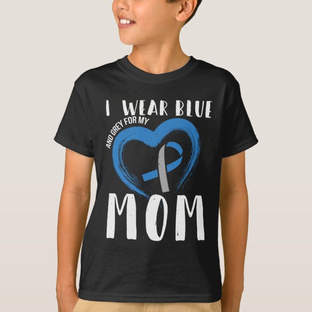 Ich trage Blauer und Grau für meine Mama Diabetes  T-Shirt (Vorderseite)
