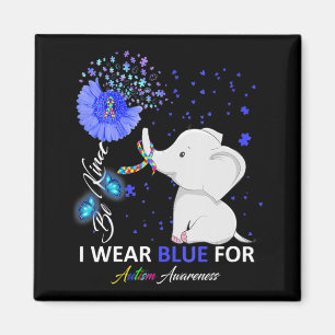 Ich trage blaues Autismus Bewusstsein Elefant Auti Magnet