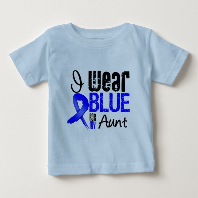 Ich trage blaues Band für meine Tante - Darmkrebs Baby T-shirt (Vorderseite)