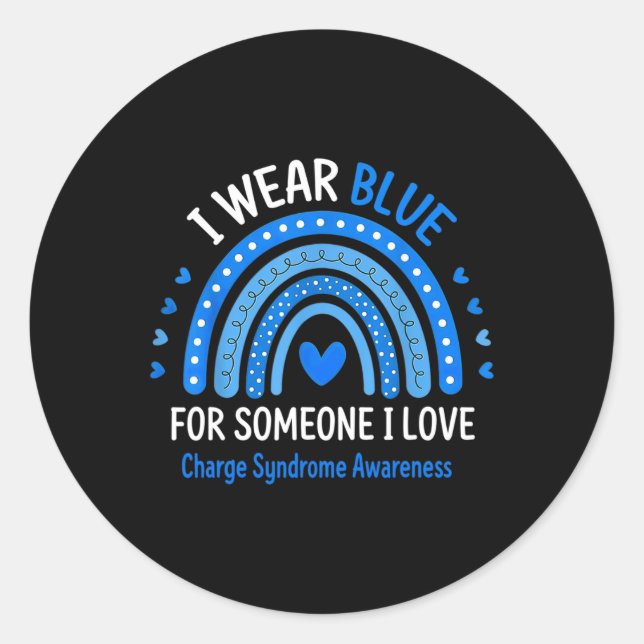 Ich trage blaues Charge-Syndrom Awareness Blue Rai Runder Aufkleber (Vorderseite)
