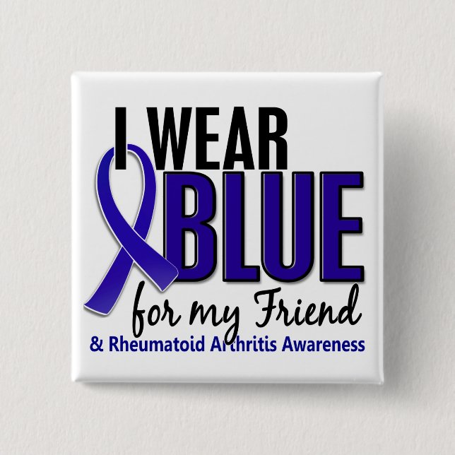 Ich trage blaues Freund-rheumatoide Arthritis RA Button (Vorderseite)