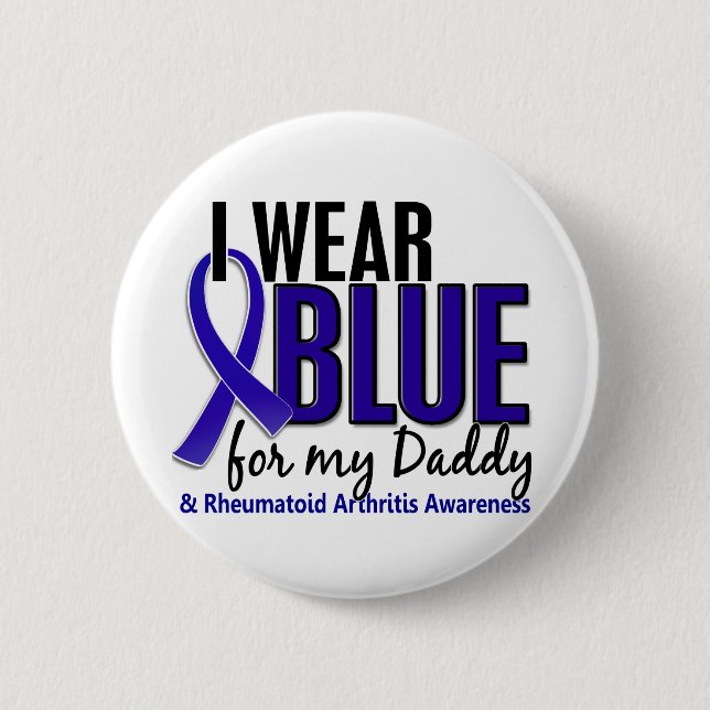 Ich trage blaues rheumatoide Arthritis RA des Button (Vorderseite)