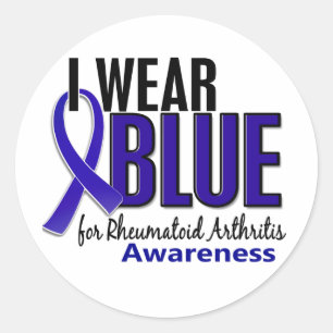 Ich trage blaues rheumatoide Arthritis RA des Runder Aufkleber