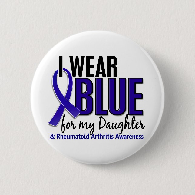 Ich trage blaues Tochter-rheumatoide Arthritis RA Button (Vorderseite)
