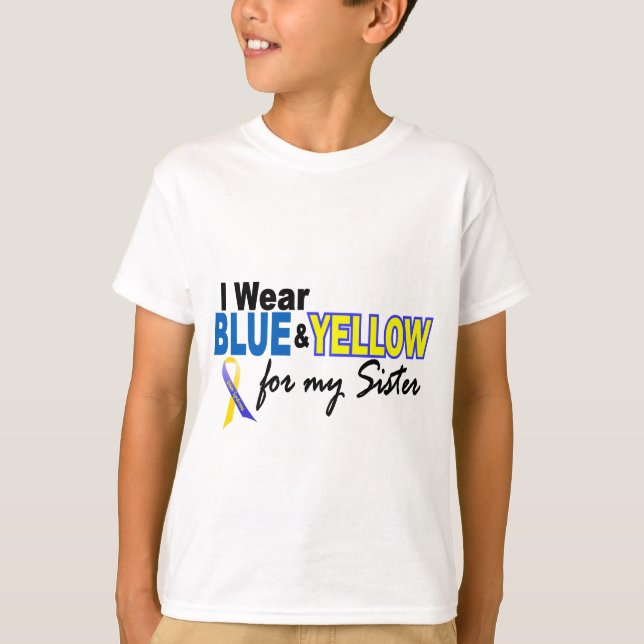Ich trage Blaues und Gelbes für meine Schwester T-Shirt (Vorderseite)
