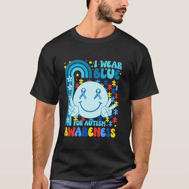 Ich trage Blue für Autismus Awareness Month Smile  T-Shirt (Vorderseite)
