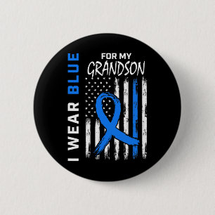 Ich trage Blue für Grandson Diabetes Awareness Fla Button