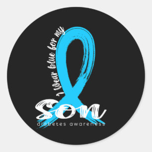 Ich trage Blue für meinen Sohn Diabetes Awareness  Runder Aufkleber