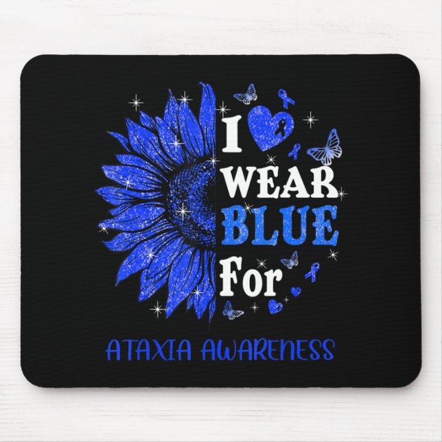 Ich trage Blue Twinkle Herz Sonnenblume Ataxien Aw Mousepad (Vorne)