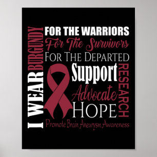 Ich trage Burgund für Gehirnaneurysma Awareness Su Poster