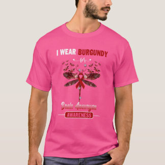 Ich trage Burgundy Brain Aneurysm Awareness Dragon T-Shirt