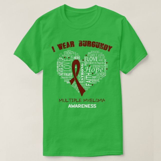 Ich trage Burgundy für das Bewusstsein des Multipl T-Shirt (Design vorne)