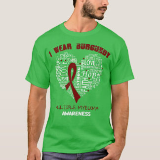 Ich trage Burgundy für das Bewusstsein des Multipl T-Shirt