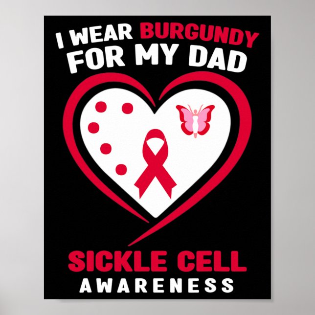 Ich trage Burgundy für mein Vater-Sichelzellanäugn Poster (Vorne)
