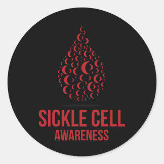 Ich trage Burgundy Ribbon Sickle Cell Awareness Se Runder Aufkleber