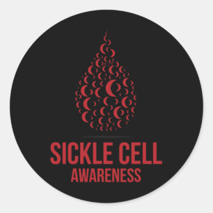 Ich trage Burgundy Ribbon Sickle Cell Awareness Se Runder Aufkleber
