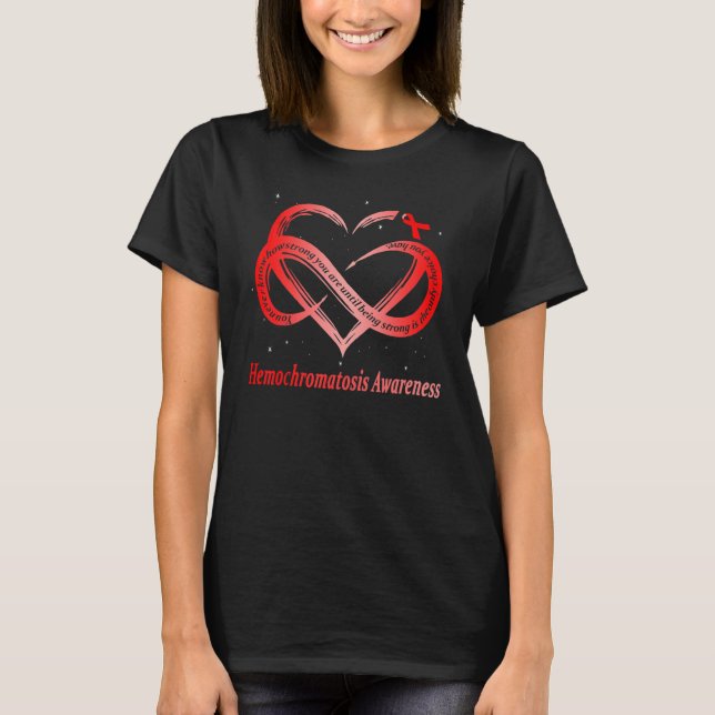 Ich trage Burgundy wegen eines Hemochromatose-Bewu T-Shirt (Vorderseite)