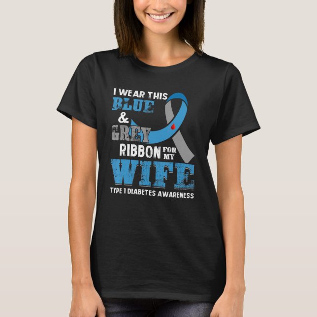 Ich trage diese blaue und graue Schleife für Diabe T-Shirt (Vorderseite)