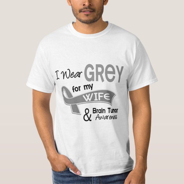 Ich trage Ehefrau-Gehirn-Tumor des Grau-42 T-Shirt (Vorderseite)