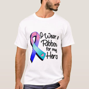 Ich trage ein aquamarines rosa und blaues Band fü T-Shirt