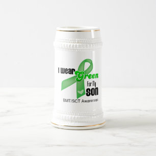 Ich trage ein grünes Band für meinen Sohn Bierglas