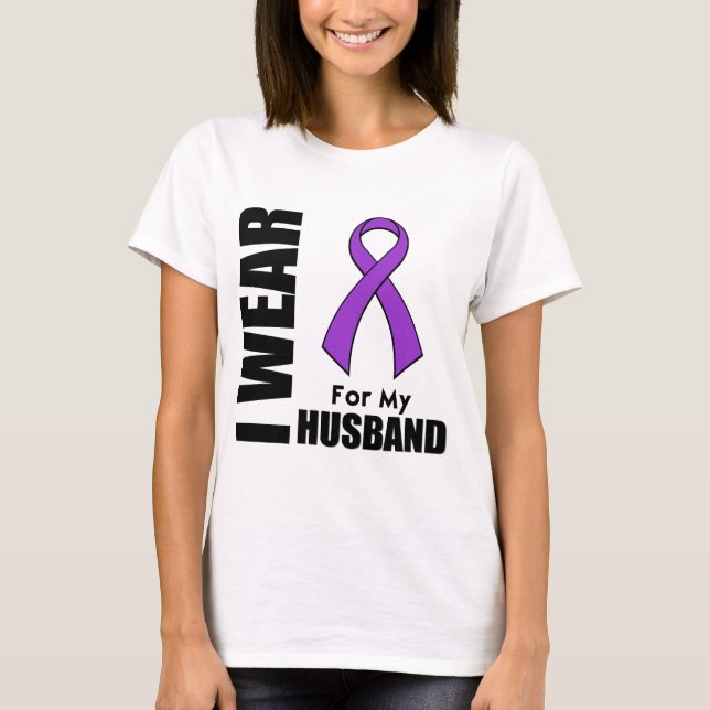 Ich trage ein lila Band für meinen Ehemann T-Shirt (Vorderseite)