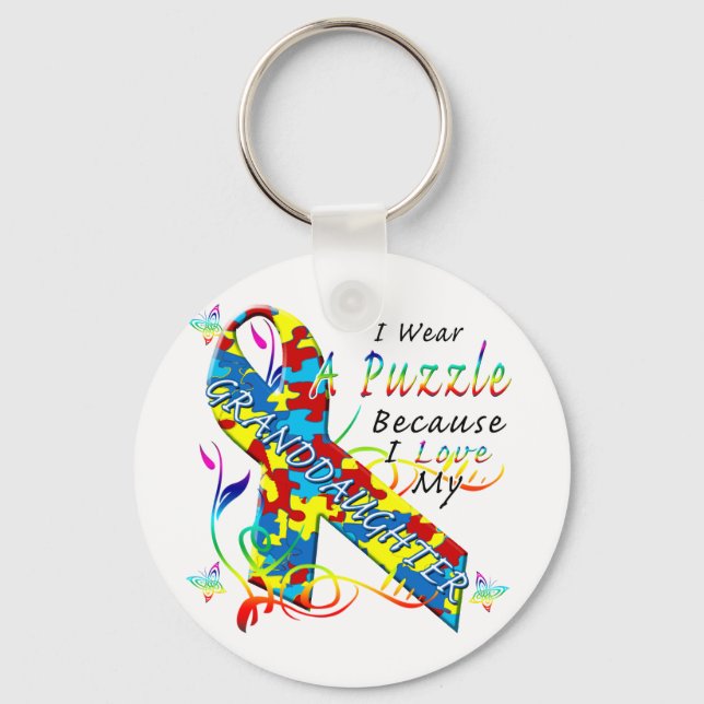 Ich trage ein Rätsel, weil ich meine Enkelin Liebe Schlüsselanhänger (Vorderseite)