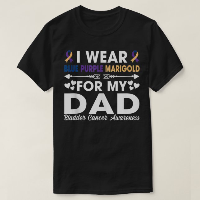 Ich trage eine blaue Lila Marigold für Vater-Blase T-Shirt (Design vorne)