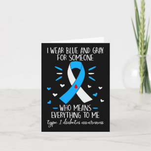 Ich trage eine blaue und graue Diabetes Typ 1 Karte