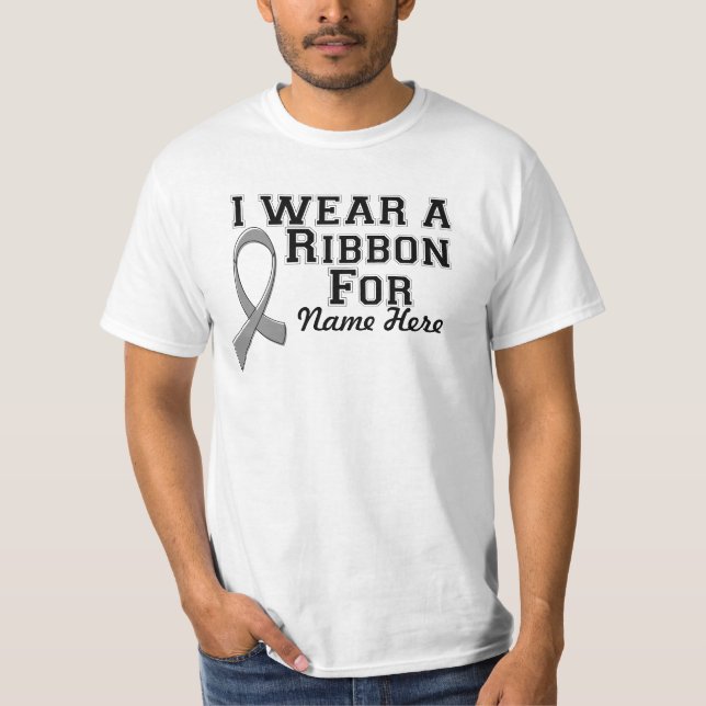 Ich trage eine graue Schleife T-Shirt (Vorderseite)