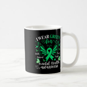 Ich trage eine Ribbon Green Butterfly Herz psychis Kaffeetasse