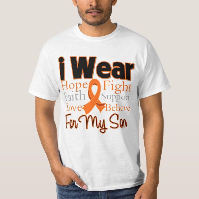 Ich trage einen Streifen Collage Son - Leukämie T-Shirt (Vorderseite)