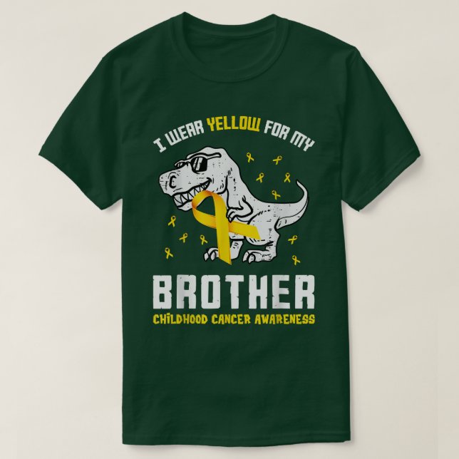 Ich trage Gelb für mein Bruderkrebs-Dino bei Kinde T-Shirt (Design vorne)
