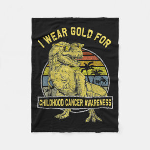 Ich trage Gold für das Kinderkrebsbewusstsein Dino Fleecedecke