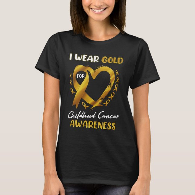Ich trage Gold für das Krebsbewusstsein von Kinder T-Shirt (Vorderseite)