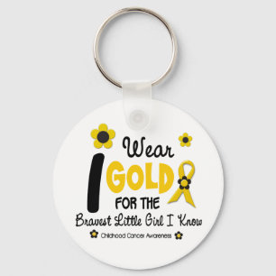 Ich trage Gold für die Bravest Girl 12 BLUME VERSI Schlüsselanhänger
