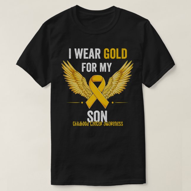 Ich trage Gold für mein Sohn, das Krebsbewusstsein T-Shirt (Design vorne)