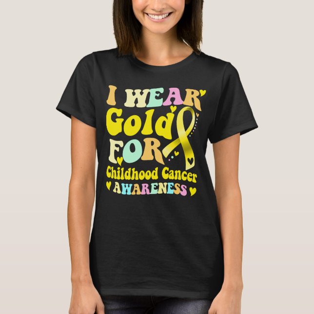 Ich trage Gold für mein Sohn, das Krebsbewusstsein T-Shirt (Vorderseite)