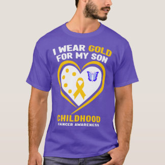 Ich trage Gold für mein Sohn, das Krebsbewusstsein T-Shirt