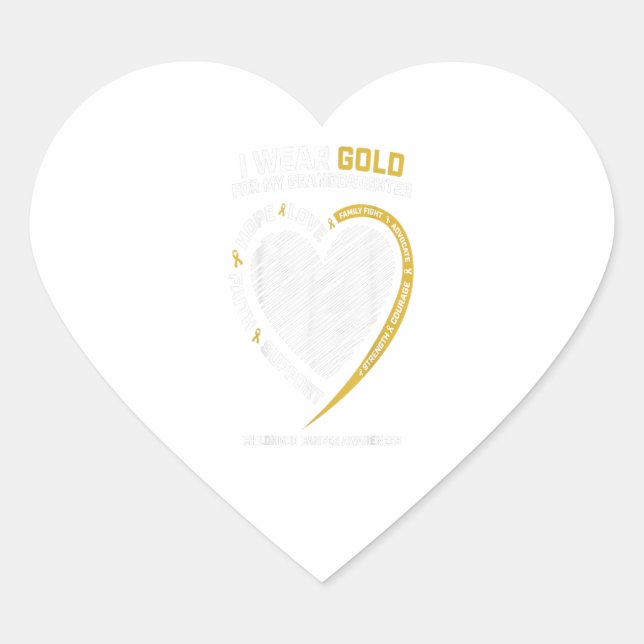 Ich trage Gold für meine Enkelin Kinderkrebs Herz-Aufkleber (Vorderseite)