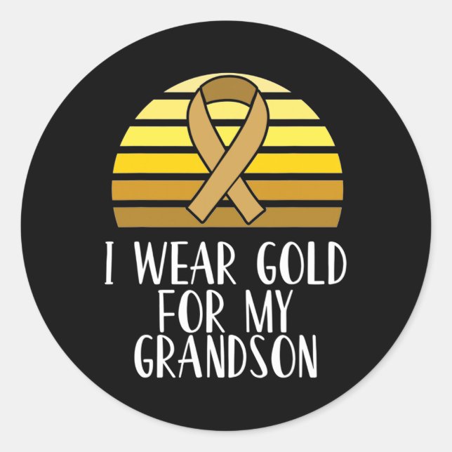 Ich trage Gold für meine Grandson Childhood Cancer Runder Aufkleber (Vorderseite)